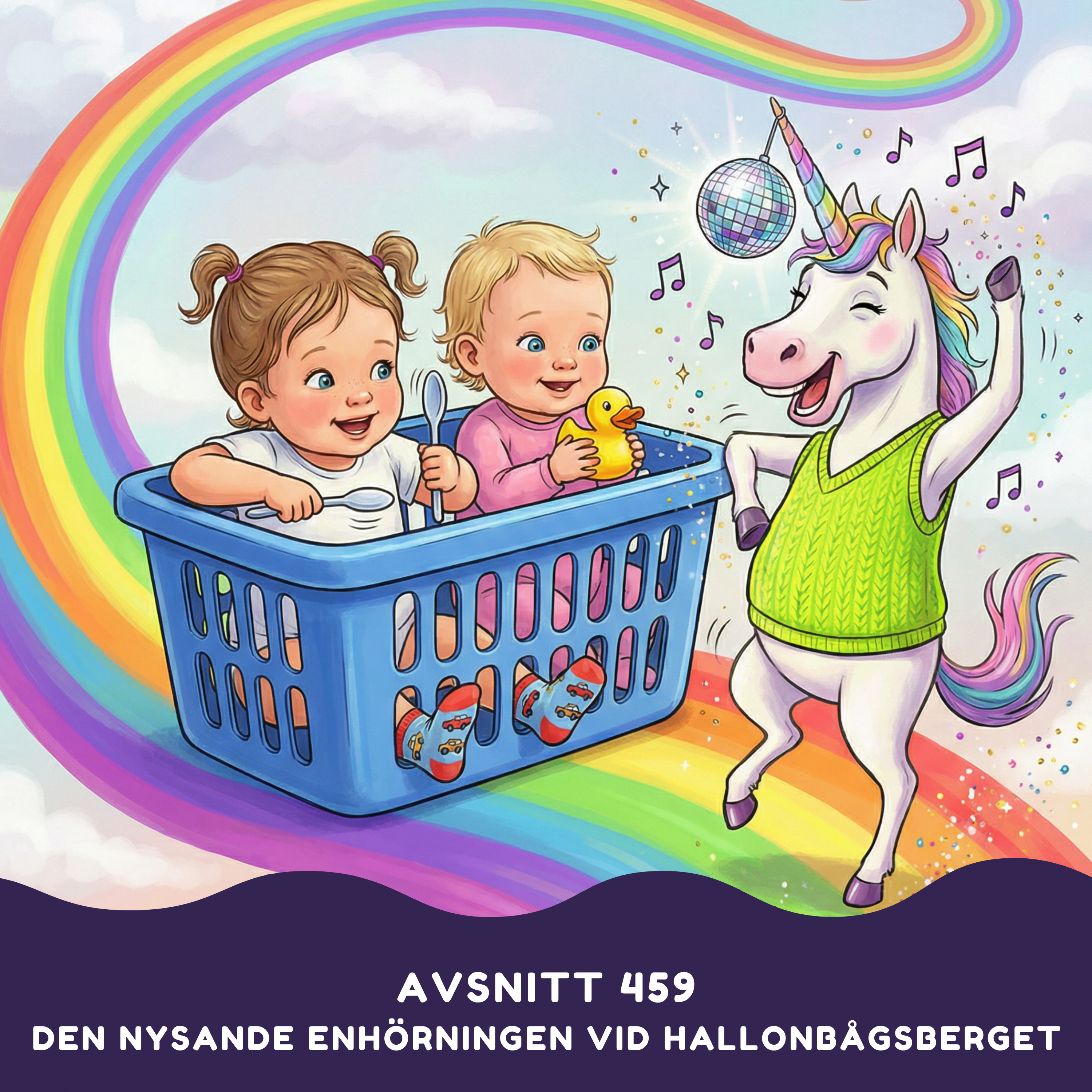 Den nysande enhörningen vid Hallonbågsberget artwork